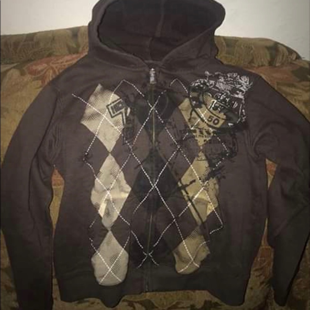 Boys size 6 OTB Plaid hoodie